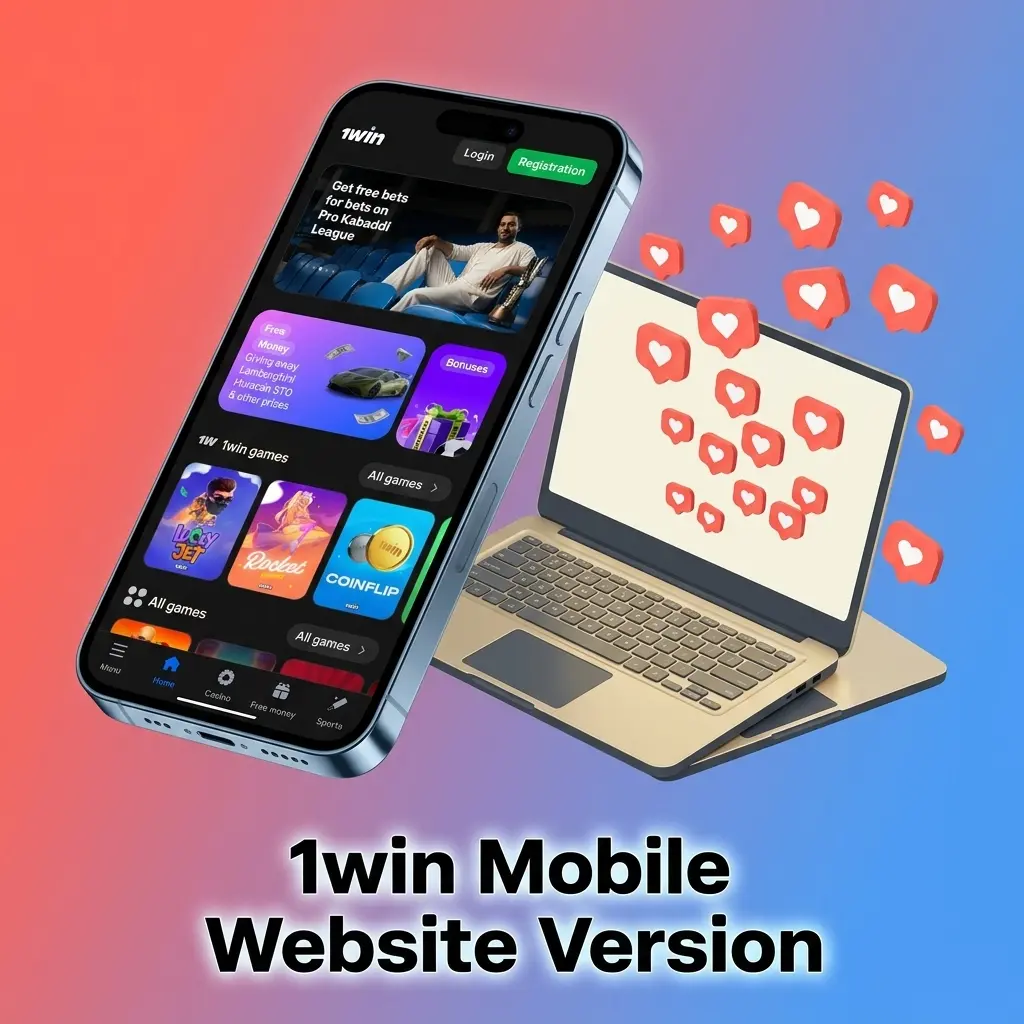 1win mobile website interface displayed on a smartphone, showing sports betting and casino options optimised for mobile browsers