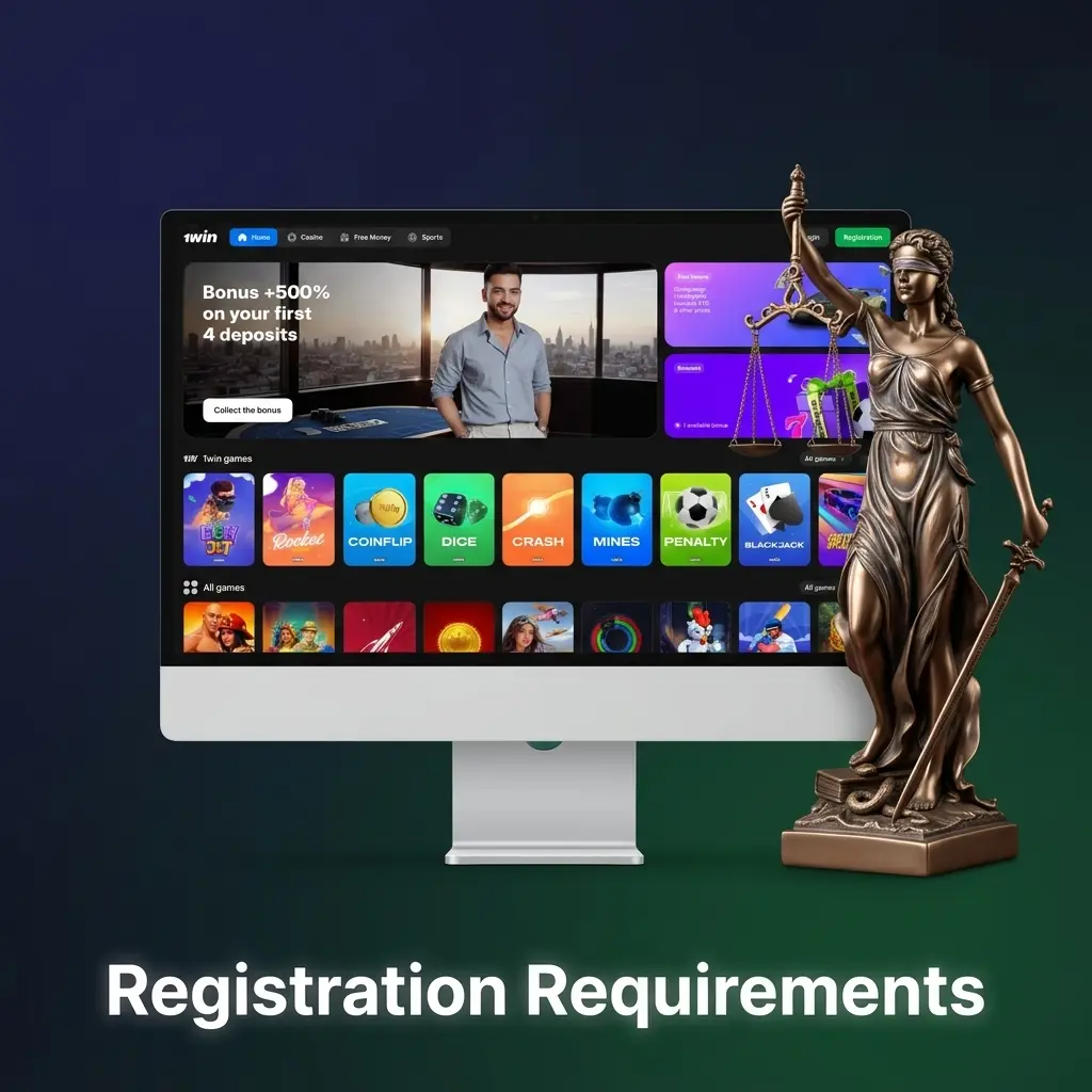 Registration requirements checklist showing age 18+, accurate details, one account, matching payments, and ID for verification