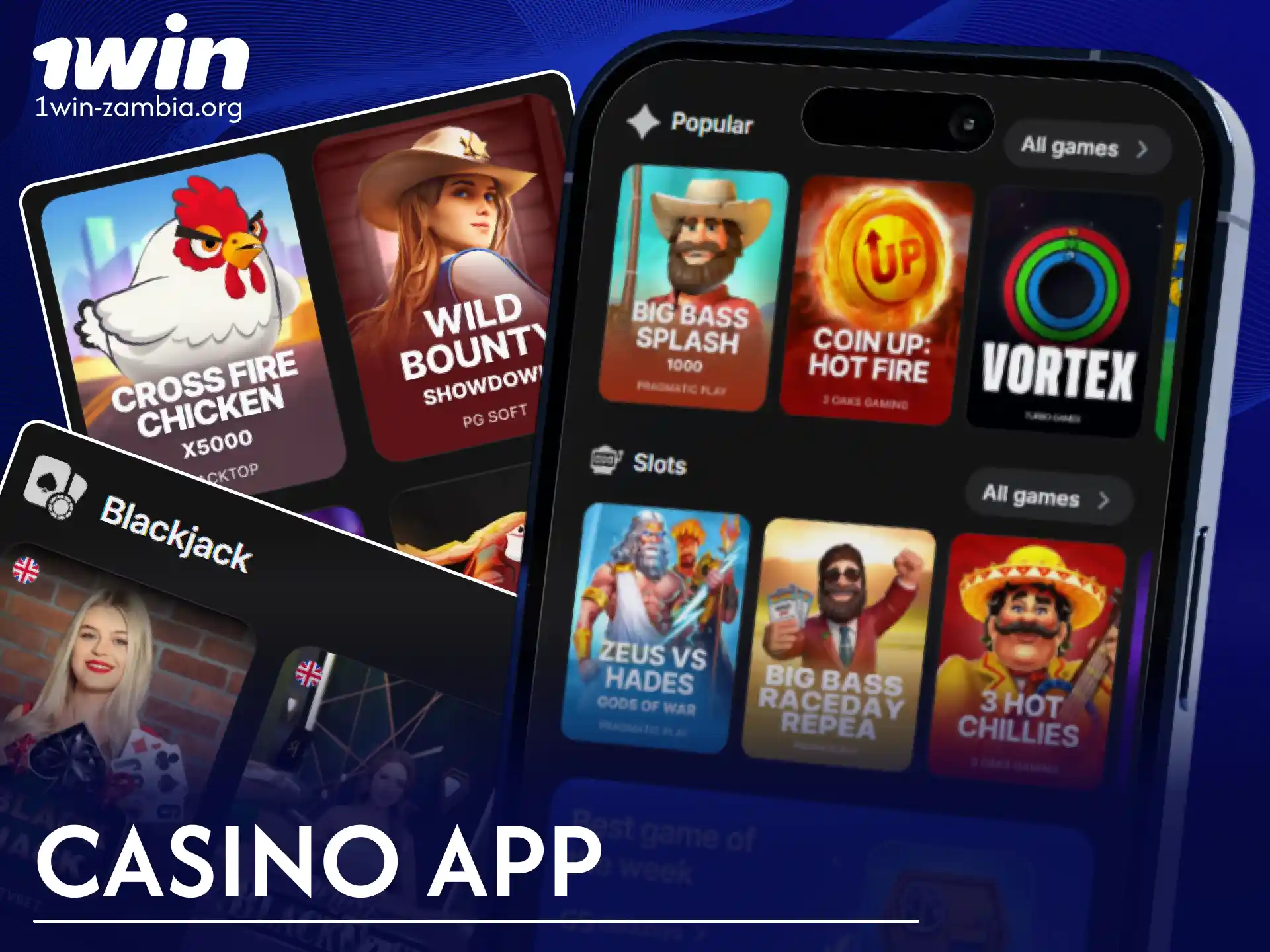Play exciting online casino games in the official 1win App.