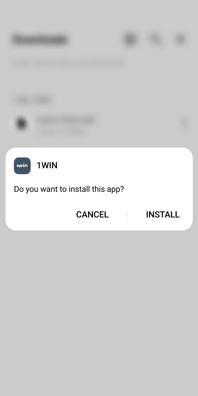 Confirm the file installation process to open the 1win Android App.