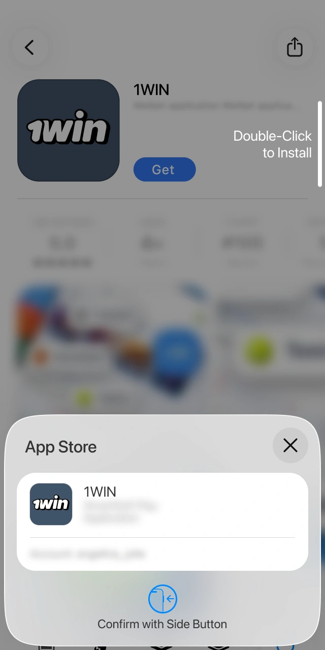 Confirm your security settings to install the 1win iOS App.