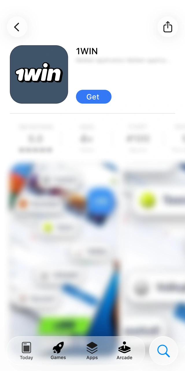Push the get option to download the 1win iOS App.