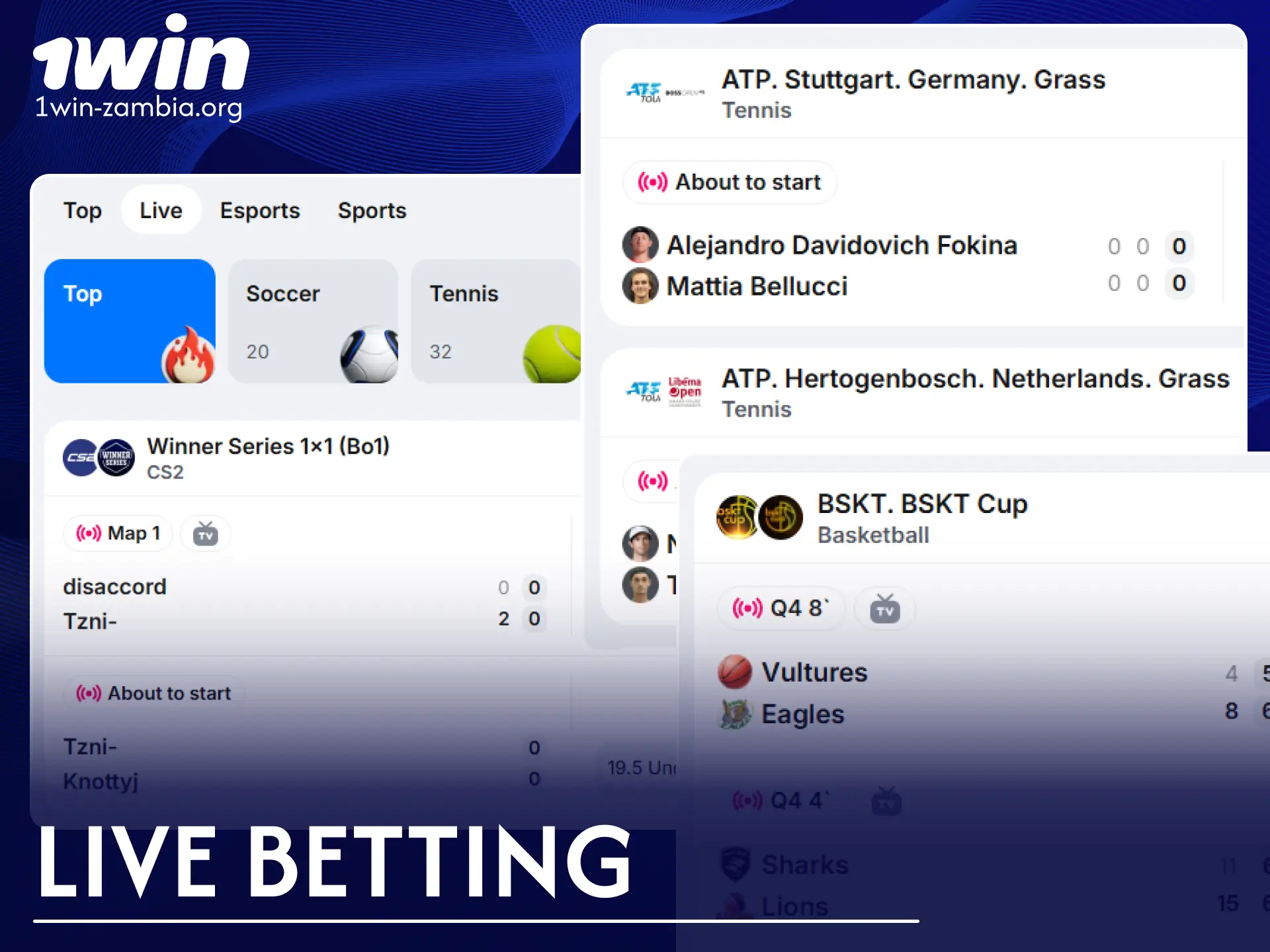 Join real-time action and make profitable live bets at 1win.