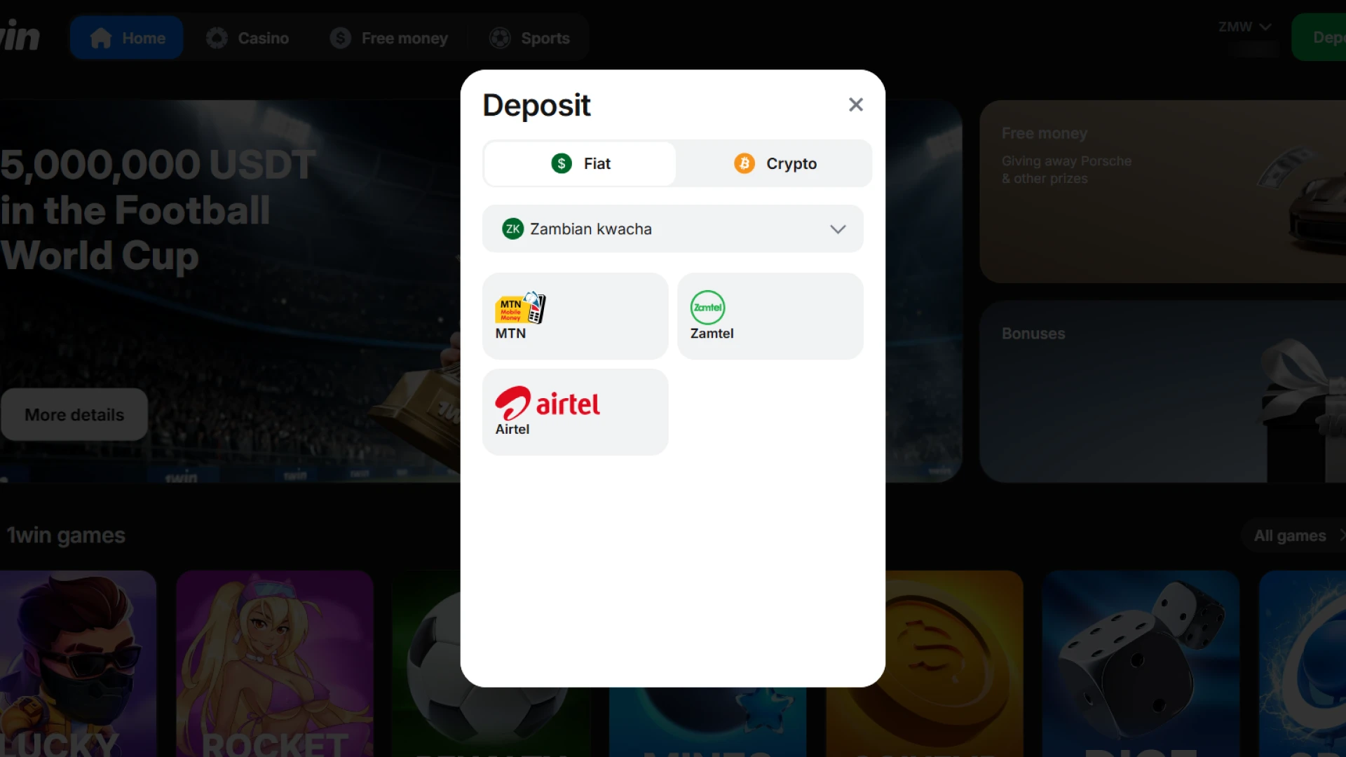 Deposit funds into your 1win account to activate the bonus.